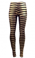 Shiny Black And Gold Stripe Leggings