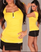 Sweetheart Pleat Yellow Sexy Top