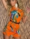 Orange Feathers and Chains Cowl Neck Dress