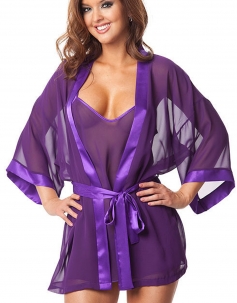 Purple Sheer Babydoll With Robe