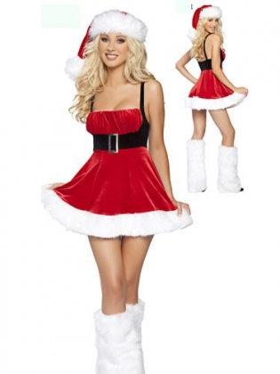 Deluxe Black Belt Santa Dress Costume