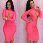 Keyhole Long Sleeve Bodycon Dress