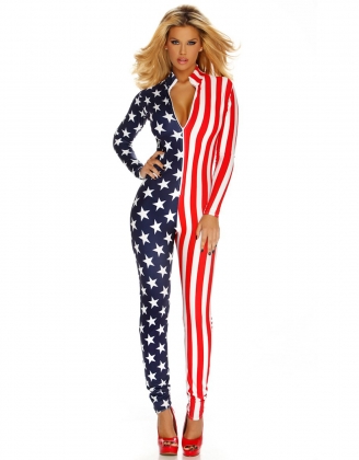 American Stars And Stripes Flag Catsuit