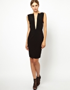 Elegant Black V-Neck Midi Dress