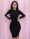 Elastic Black Whiter Midi Dress