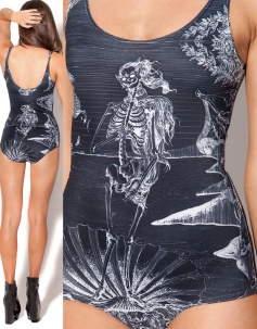 Leisurely Bone Romper Swimsuit Black