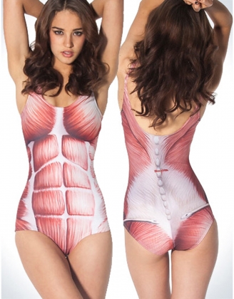 Red Muscle Romper Swimsuit