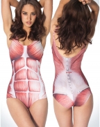 Red Muscle Romper Swimsuit