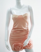 Floral Pearls Neckline Dress Pink
