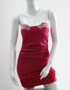 Floral Pearls Neckline Dress Rose