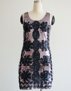 Purple Sequin Floral Dress