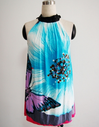 Butterfly Loose Halter Neck Dress