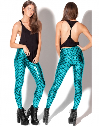 Blue Bright Super Elastic Mermaid Legging
