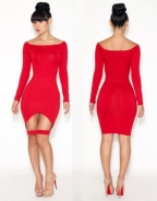 Hot Women's Dress Off Shoulder Bodycon Long-Sleeve Bandage Clubwear Dress
