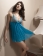Spaghetti Stap Blue Transparent Lace Top Flyaway Ruffles Sexy Babydoll