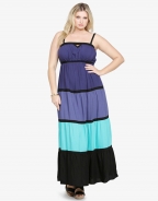 Contrast Color Plus Size Sexy Suspenders Long Dress