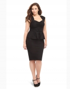 Black Cap Sleeve Woman Peplum Dress