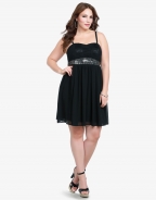 Black Chiffon Midi Dress with Belt