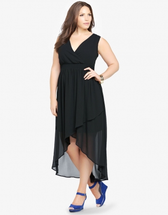 Black Chiffon Sleeveless Long Dress