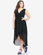 Black Chiffon Sleeveless Long Dress