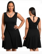 Necklace Tie Black Tight Waist Plus Size Dress
