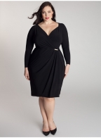 Tie Waist Long Sleeves Plue Size Sexy Dress