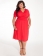 Coral Ruched Kimono Sleeve sexy Retro plus size mini dress red