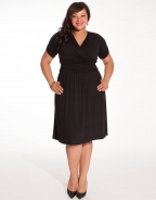 Fashion Coral Ruched Sleeve plus size dress black