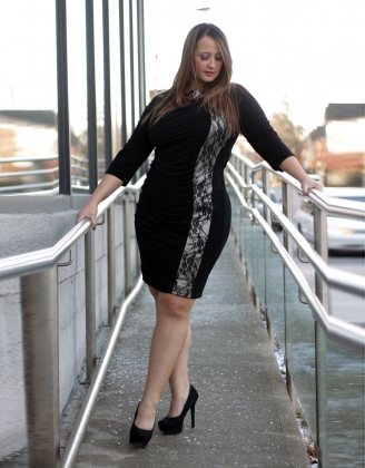 Plus Size Black Sheer Lace Retro Fitted Pencil Cocktail Party Dress