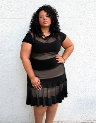 Lace Farbic Joint Short Sleeves Sexy Plus Size Dress