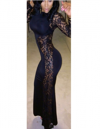 Black White Allure Mermaid Bodycon Evening Gown