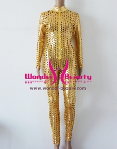 Gold Latest Sexy Hole Vinyl Jumpsuit