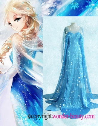 Frozen Princess Girl Queen Elsa Cosplay Costume