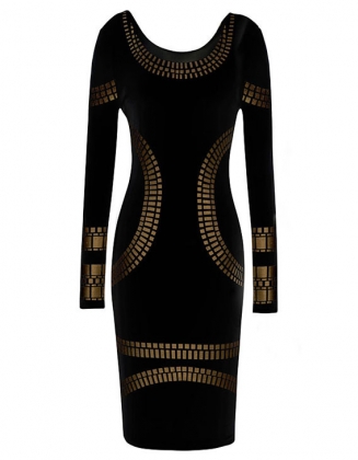 Punk Print Sexy Party Dress Black