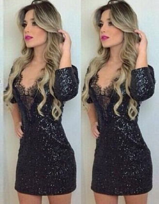 Long Sleeve Sequin Mini Dress