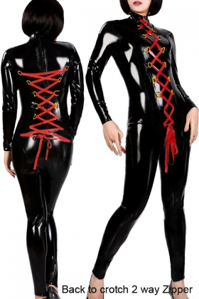 Back And Front Red Lace Up Jumpsuit