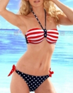 Black Red Stripe Star Print Sexy Bikini