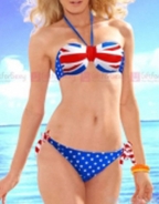Blue Red Union Jack Dot Print Bikini