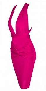 Rose Deep V Jersey Midi Dress