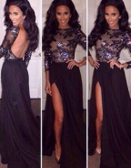 Elegent Long Sleeve Floor-length Evening Dress