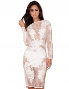 White Lace Nude Vintage Dress
