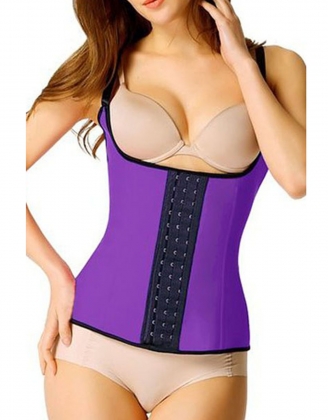 Purple Steel Boned Latex Waist Trainer Vest