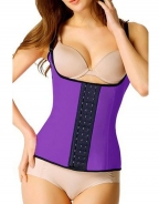 Purple Steel Boned Latex Waist Trainer Vest