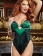 Emerald Black Stretch Satin Lace Trim Teddy