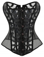 Black Translucent Printed Overbust Corset