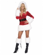 White Plush Christmas Mini Dress
