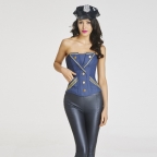 Trendy bretelles Applique Denim overbust corset