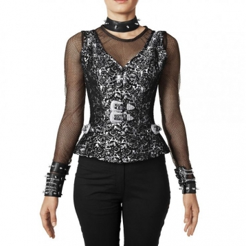 Steampunk Faux Leather Bustier Top Overbust Corset