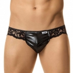 Black Sexy Vinyl Lace Men Pants