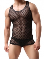 Men Black Hollow Out Lingerie